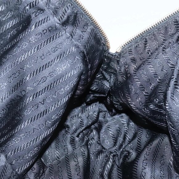 PRADA Hand Bag Nylon Black Gold Auth 141813 - Picture 13 of 16